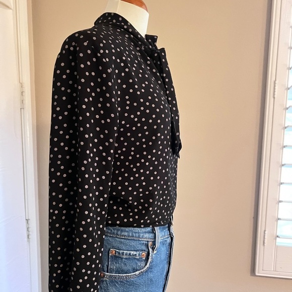 Boohoo Polka Dot Blouse With Tie - Picture 3 of 4